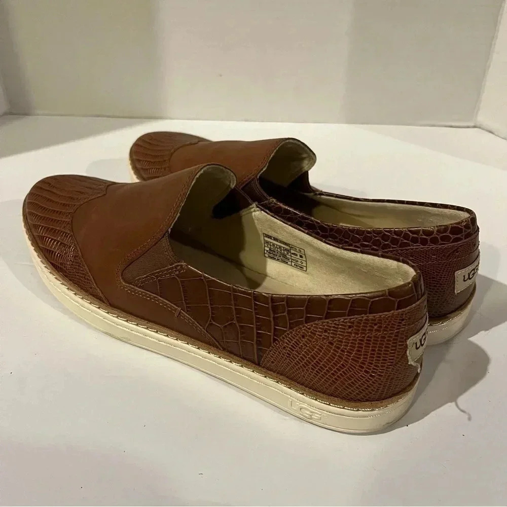 Ugg Australia Hadria Croco Lonely Hearts Slip Wingtip Loafer Brown Womens Size 9 - Picture 2 of 7